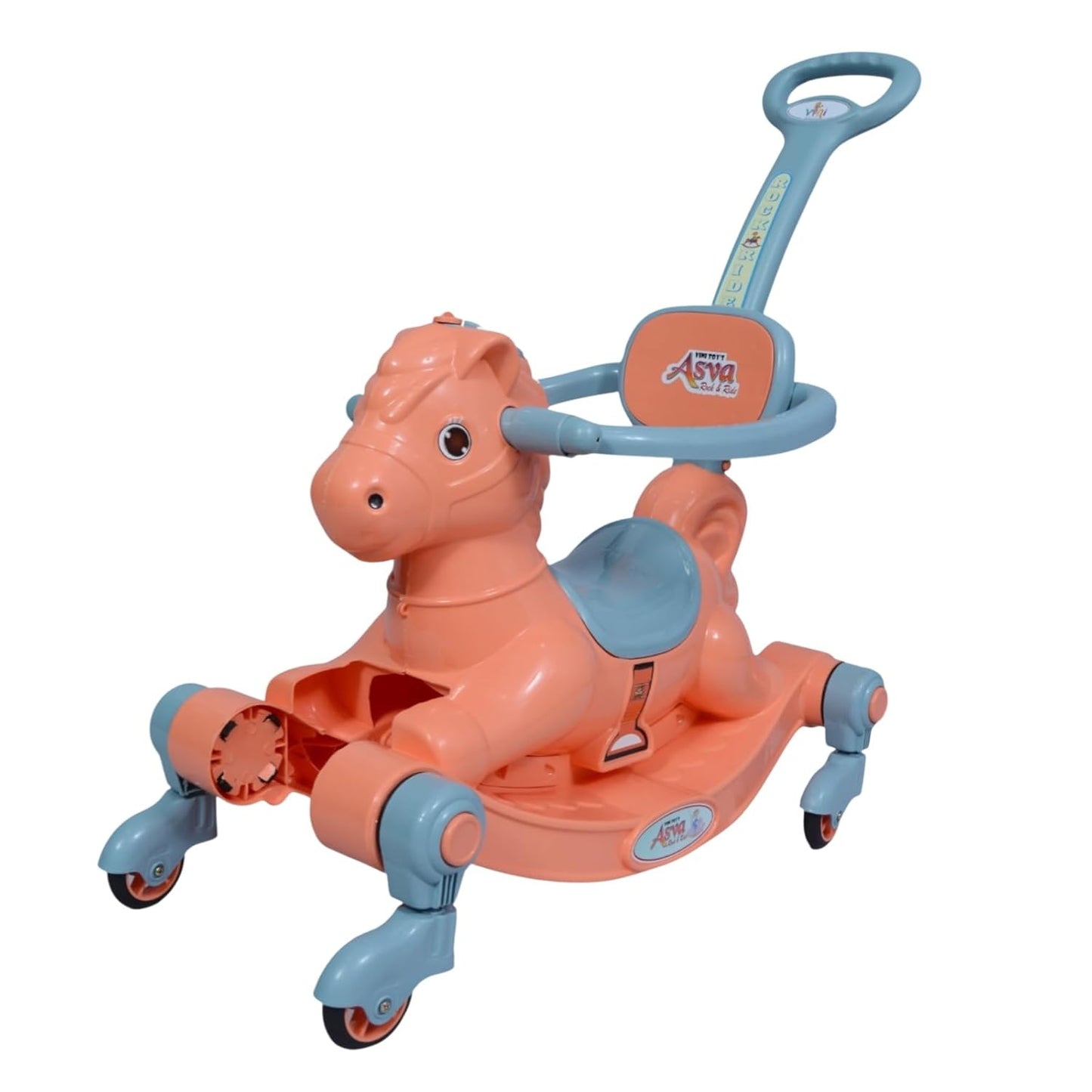 VINI TOYS 3-in-1 Rocking Horse Ride-On with Parent Handle