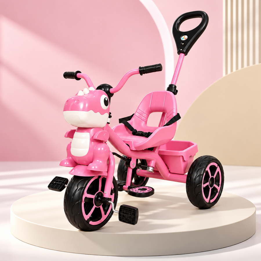 VINI TOYS Dinosaur Theme Tricycle with Parent Handle