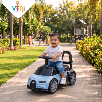 VINI TOYS Bugatti-Style Luxury Ride-On Car without Parent Handle