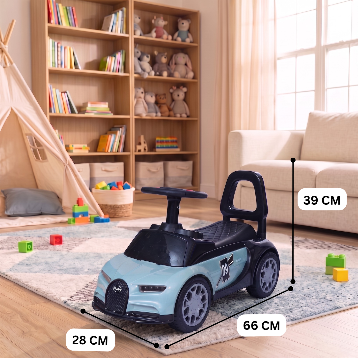 VINI TOYS Bugatti-Style Luxury Ride-On Car without Parent Handle