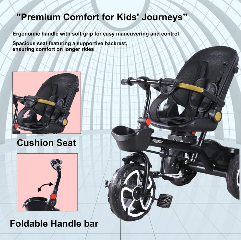 VINI TOYS 360° Recliner Tricycle with Parent Handle & Canopy