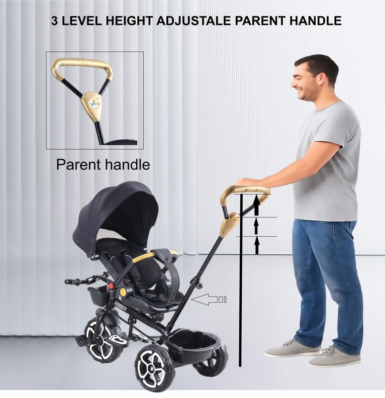 VINI TOYS 360° Recliner Tricycle with Parent Handle & Canopy