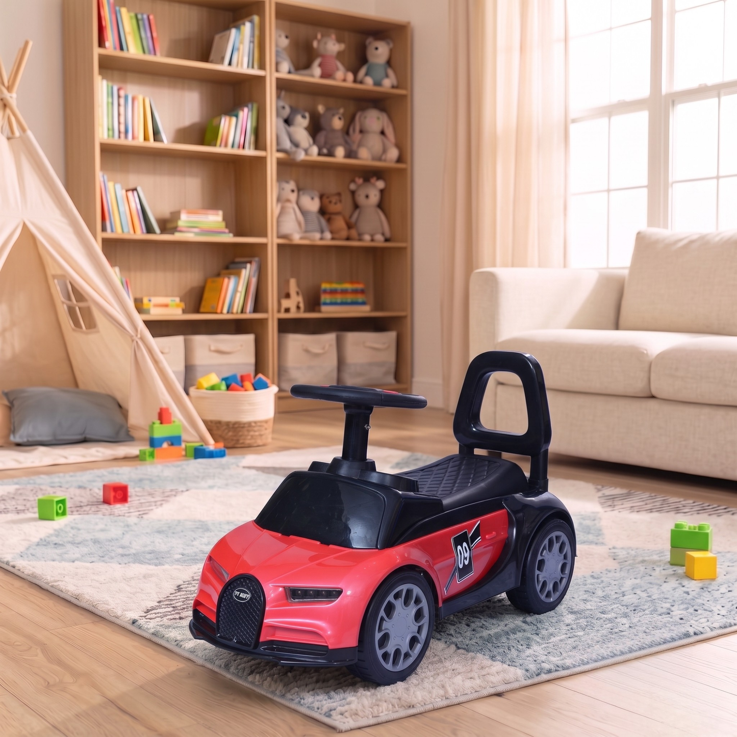 VINI TOYS Bugatti-Style Luxury Ride-On Car without Parent Handle