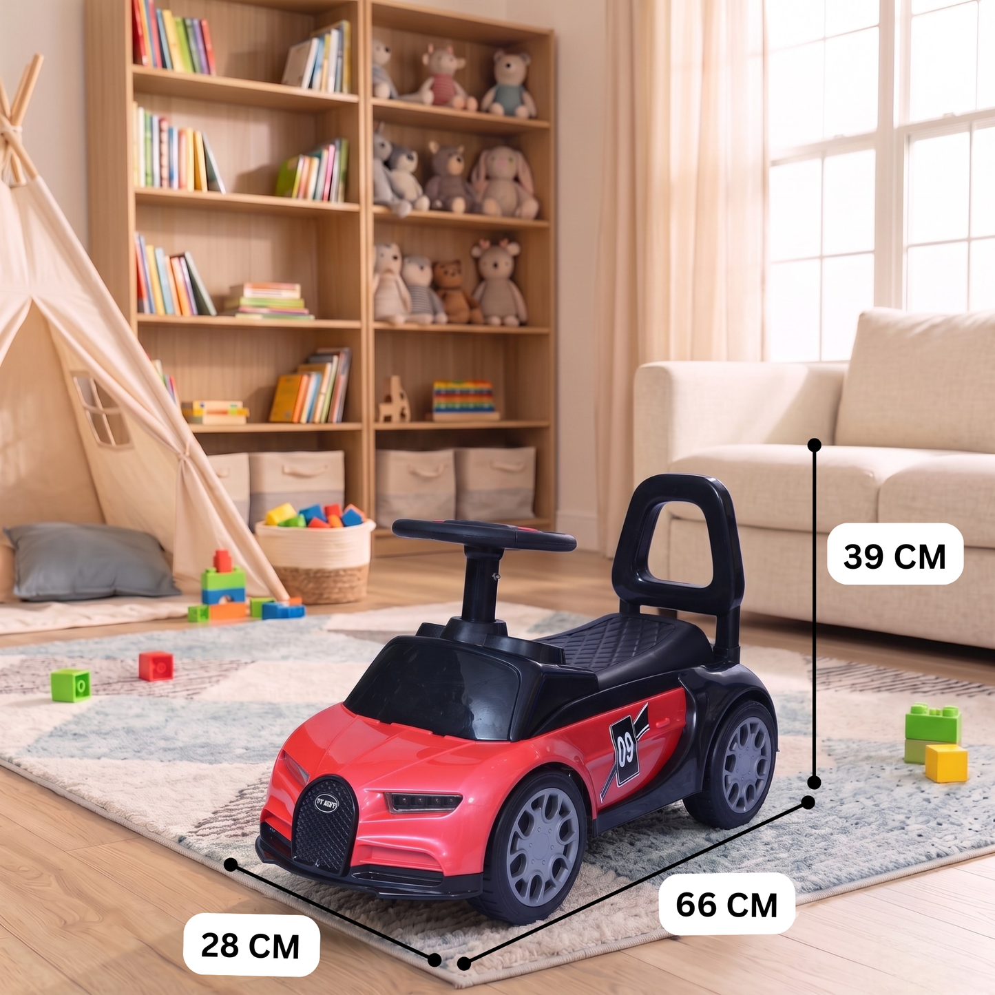 VINI TOYS Bugatti-Style Luxury Ride-On Car without Parent Handle