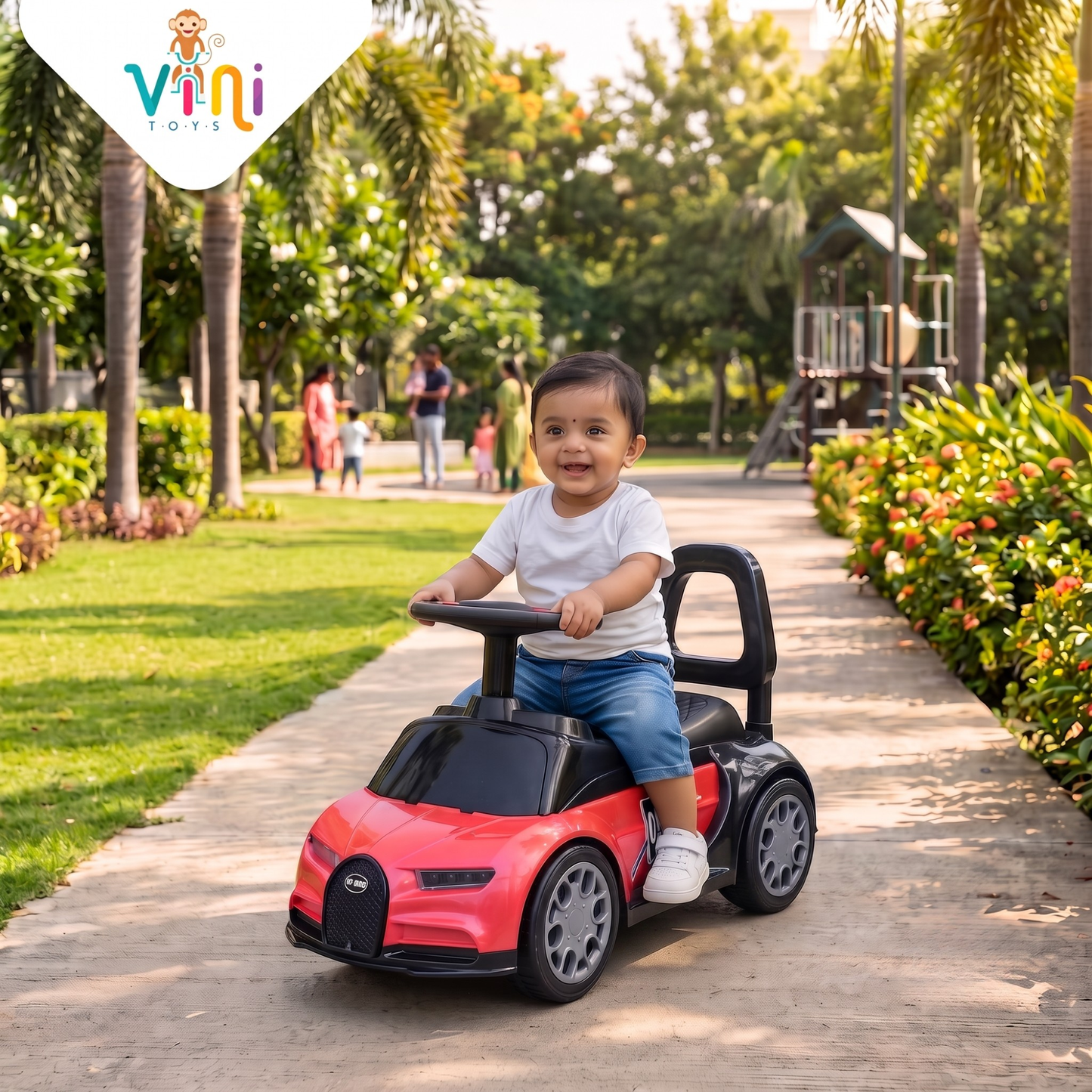 VINI TOYS Bugatti-Style Luxury Ride-On Car without Parent Handle